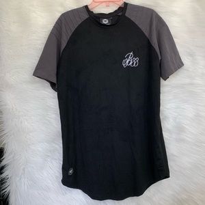 Bee Inspired Unique Mens Shirt Black and Grey Faux Suede Medium